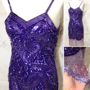 VTG 80’s does 20’s Beaded Sequin Fringe Dress